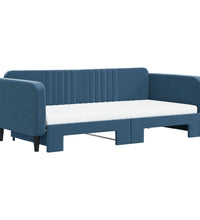 Tagesbett Ausziehbar mit Matratzen Blau 100x200 cm Samt