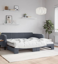 Tagesbett Ausziehbar mit Matratzen Dunkelgrau 100x200 cm Samt