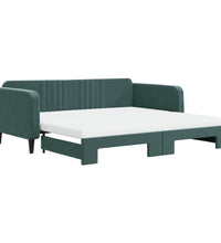 Tagesbett Ausziehbar mit Matratzen Dunkelgrün 100x200 cm Samt