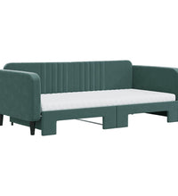 Tagesbett Ausziehbar mit Matratzen Dunkelgrün 100x200 cm Samt