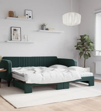 Tagesbett Ausziehbar mit Matratzen Dunkelgrün 100x200 cm Samt