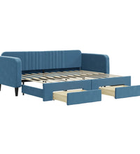 Tagesbett Ausziehbar mit Schubladen Blau 80x200 cm Samt