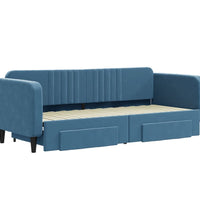 Tagesbett Ausziehbar mit Schubladen Blau 80x200 cm Samt