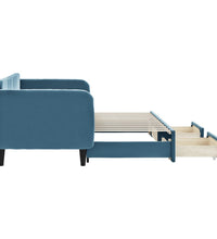 Tagesbett Ausziehbar mit Schubladen Blau 80x200 cm Samt