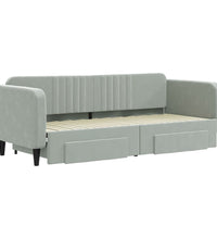 Tagesbett Ausziehbar mit Schubladen Hellgrau 80x200 cm Samt