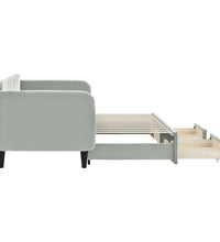 Tagesbett Ausziehbar mit Schubladen Hellgrau 80x200 cm Samt