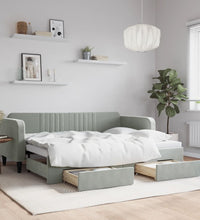 Tagesbett Ausziehbar mit Schubladen Hellgrau 80x200 cm Samt