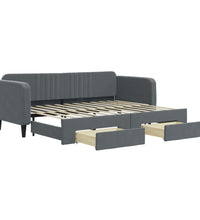Tagesbett Ausziehbar mit Schubladen Dunkelgrau 80x200 cm Samt