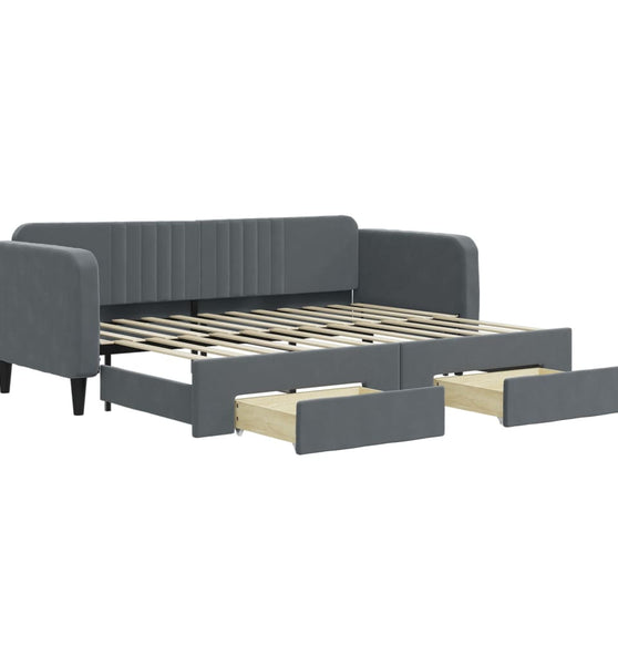 Tagesbett Ausziehbar mit Schubladen Dunkelgrau 80x200 cm Samt