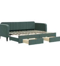 Tagesbett Ausziehbar mit Schubladen Dunkelgrün 80x200 cm Samt