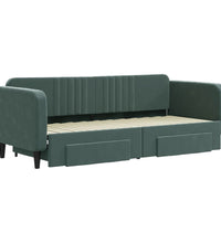 Tagesbett Ausziehbar mit Schubladen Dunkelgrün 80x200 cm Samt