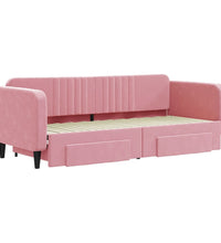 Tagesbett Ausziehbar mit Schubladen Rosa 80x200 cm Samt