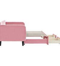Tagesbett Ausziehbar mit Schubladen Rosa 80x200 cm Samt