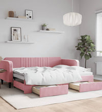 Tagesbett Ausziehbar mit Schubladen Rosa 80x200 cm Samt