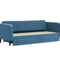 Tagesbett Ausziehbar mit Schubladen Blau 90x200 cm Samt