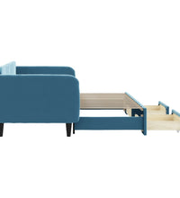 Tagesbett Ausziehbar mit Schubladen Blau 90x200 cm Samt