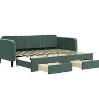 Tagesbett Ausziehbar mit Schubladen Dunkelgrün 90x200 cm Samt