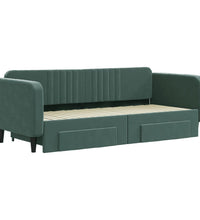 Tagesbett Ausziehbar mit Schubladen Dunkelgrün 90x200 cm Samt