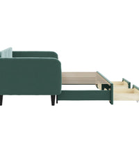 Tagesbett Ausziehbar mit Schubladen Dunkelgrün 90x200 cm Samt