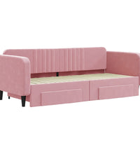 Tagesbett Ausziehbar mit Schubladen Rosa 90x200 cm Samt