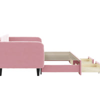Tagesbett Ausziehbar mit Schubladen Rosa 90x200 cm Samt
