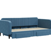 Tagesbett Ausziehbar mit Schubladen Blau 100x200 cm Samt