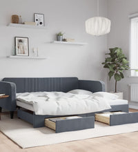 Tagesbett Ausziehbar mit Schubladen Dunkelgrau 100x200 cm Samt