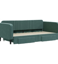 Tagesbett Ausziehbar mit Schubladen Dunkelgrün 100x200 cm Samt