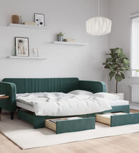 Tagesbett Ausziehbar mit Schubladen Dunkelgrün 100x200 cm Samt