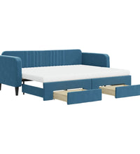 Tagesbett Ausziehbar mit Schubladen Blau 80x200 cm Samt