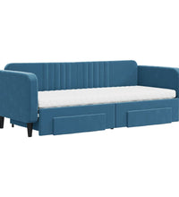 Tagesbett Ausziehbar mit Schubladen Blau 80x200 cm Samt