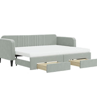 Tagesbett Ausziehbar mit Schubladen Hellgrau 80x200 cm Samt