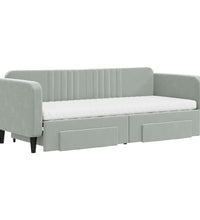 Tagesbett Ausziehbar mit Schubladen Hellgrau 80x200 cm Samt