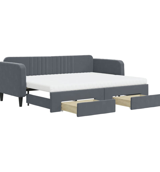 Tagesbett Ausziehbar mit Schubladen Dunkelgrau 80x200 cm Samt