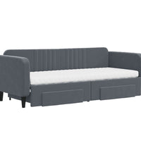 Tagesbett Ausziehbar mit Schubladen Dunkelgrau 80x200 cm Samt