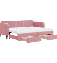 Tagesbett Ausziehbar mit Schubladen Rosa 80x200 cm Samt