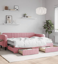 Tagesbett Ausziehbar mit Schubladen Rosa 80x200 cm Samt
