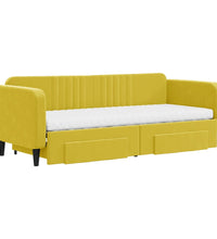 Tagesbett Ausziehbar mit Schubladen Gelb 80x200 cm Samt