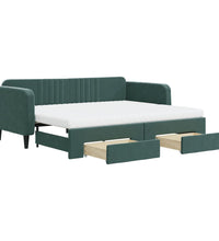 Tagesbett Ausziehbar mit Schubladen Dunkelgrün 90x200 cm Samt