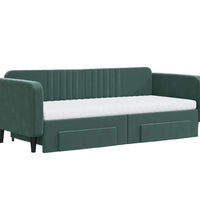 Tagesbett Ausziehbar mit Schubladen Dunkelgrün 90x200 cm Samt