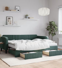 Tagesbett Ausziehbar mit Schubladen Dunkelgrün 90x200 cm Samt