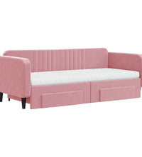 Tagesbett Ausziehbar mit Schubladen Rosa 90x200 cm Samt