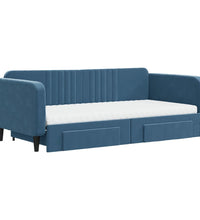 Tagesbett Ausziehbar mit Schubladen Blau 100x200 cm Samt
