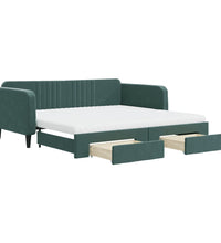 Tagesbett Ausziehbar mit Schubladen Dunkelgrün 100x200 cm Samt