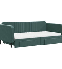 Tagesbett Ausziehbar mit Schubladen Dunkelgrün 100x200 cm Samt