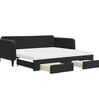 Tagesbett Ausziehbar mit Schubladen Schwarz 100x200 cm Samt