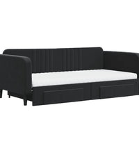 Tagesbett Ausziehbar mit Schubladen Schwarz 100x200 cm Samt