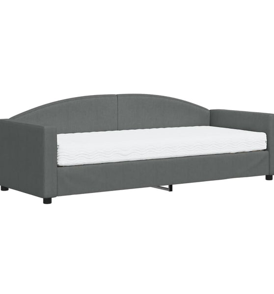Tagesbett mit Matratze Dunkelgrau 80x200 cm Stoff