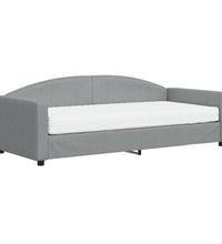 Tagesbett mit Matratze Hellgrau 90x200 cm Stoff