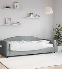 Tagesbett mit Matratze Hellgrau 90x200 cm Stoff